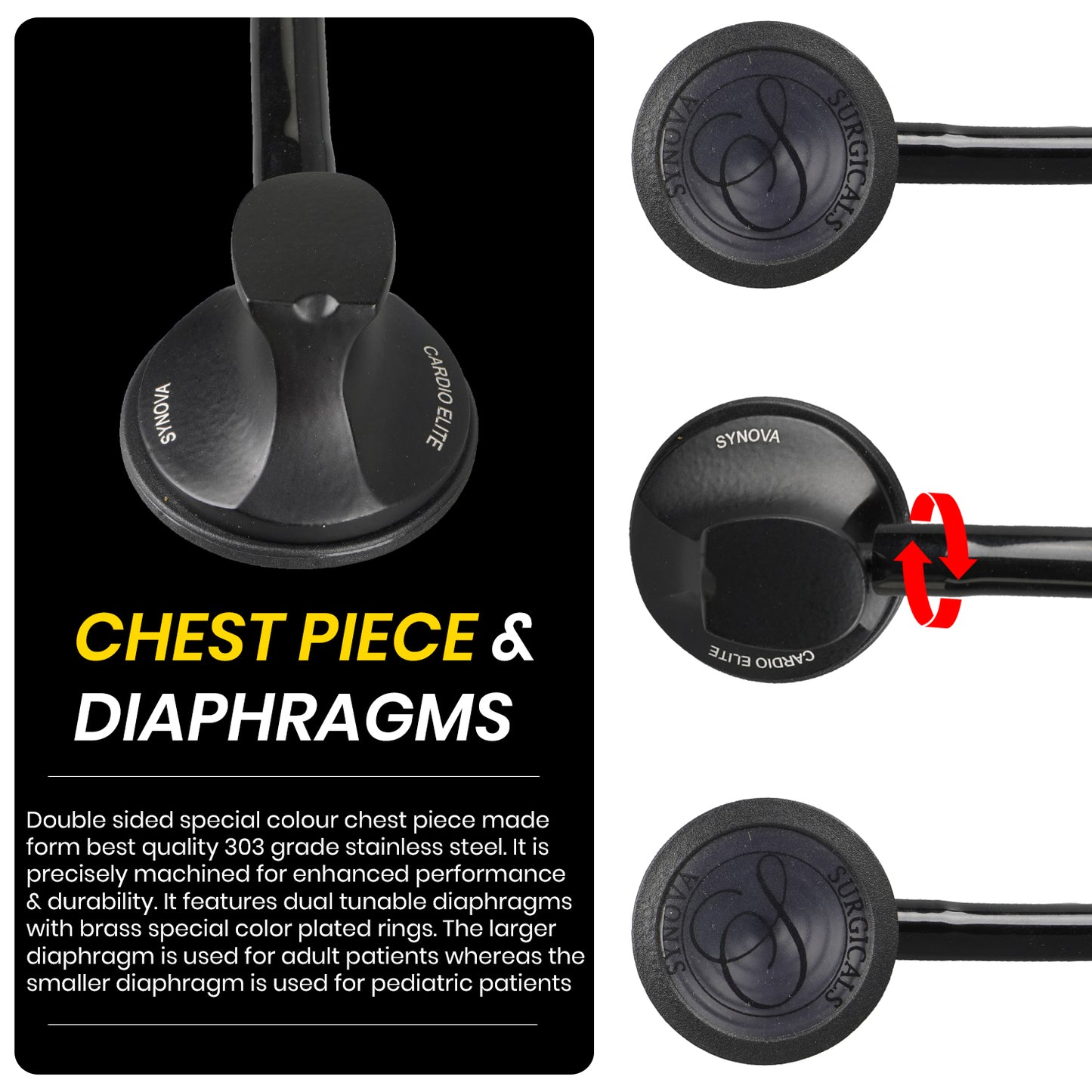 Synova Surgical Cardio Elite Single Head Premium Acoustic Stethoscope